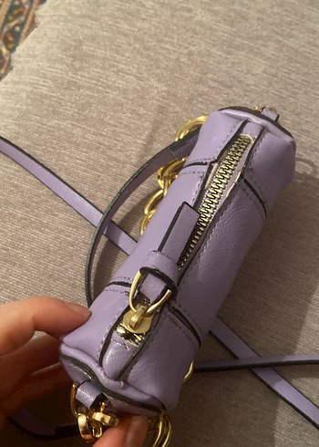 Zincir Detaylı Mor Deri Kadın Çanta - Görsel 4