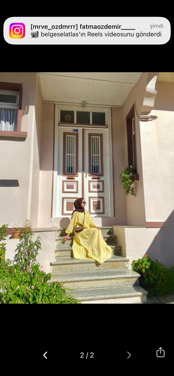 Sarı Uzun Kollu Bohem Uzun Elbise - Görsel 2