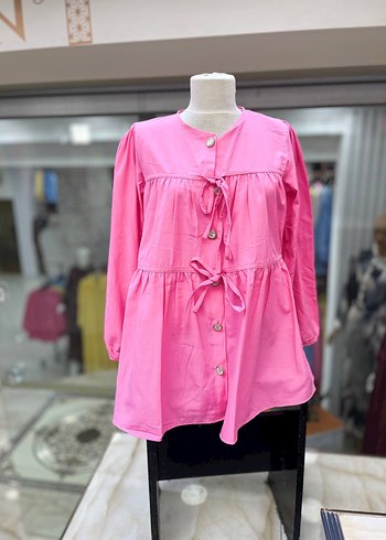 Düğmeli Pembe Bluz
