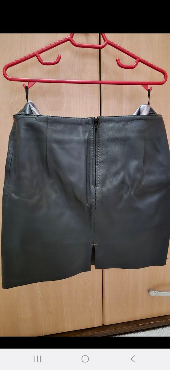 Kemerli Siyah Deri Mini Etek - Görsel 3