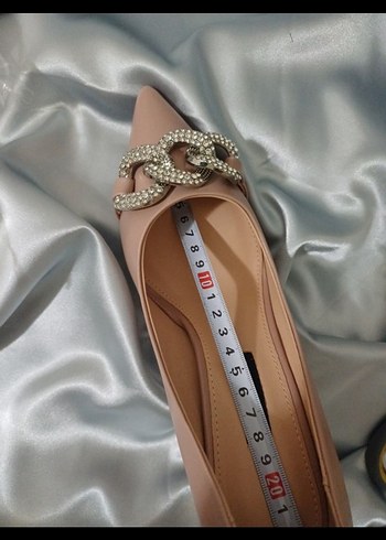 Bej Taşlı Tokalı Modern Klasik Stiletto - Görsel 8