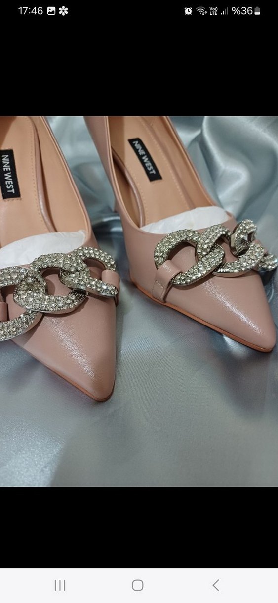 Bej Taşlı Tokalı Modern Klasik Stiletto - Görsel 5