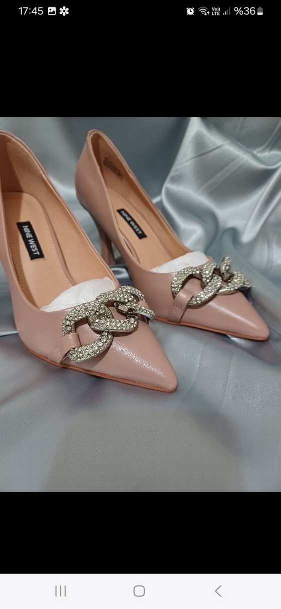 Bej Taşlı Tokalı Modern Klasik Stiletto - Görsel 2