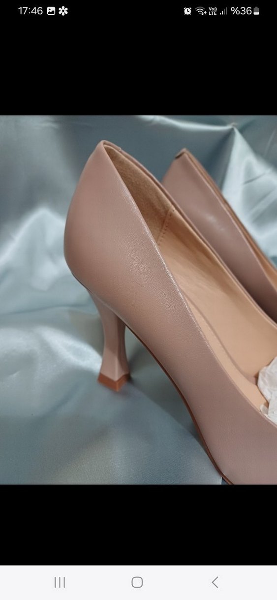 Bej Taşlı Tokalı Modern Klasik Stiletto - Görsel 3