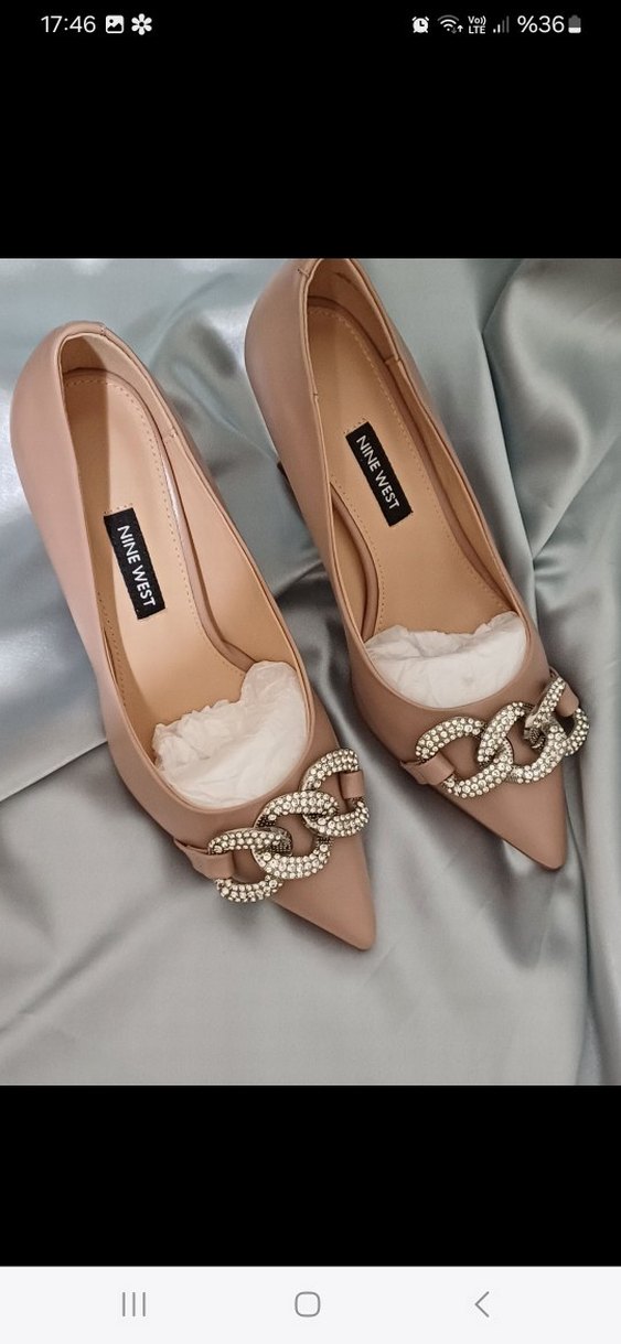 Bej Taşlı Tokalı Modern Klasik Stiletto - Görsel 4