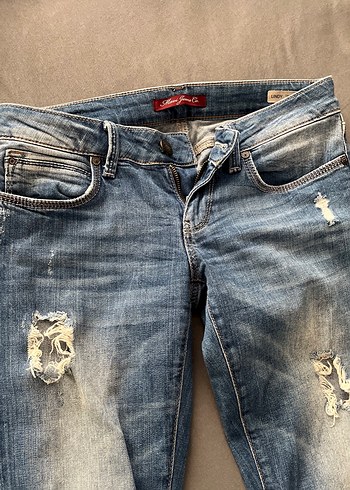 Kadın Mavi Denim Dar Kesim Midi Kot Pantolon