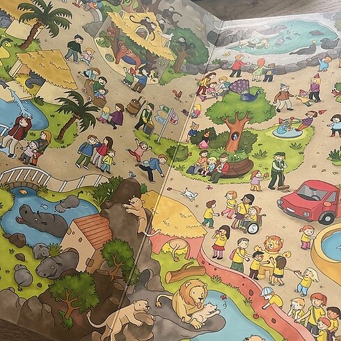 Beden Almanca cocuk kitabi Zoo wimmelbuch Hayvanlarla ilgili kitap