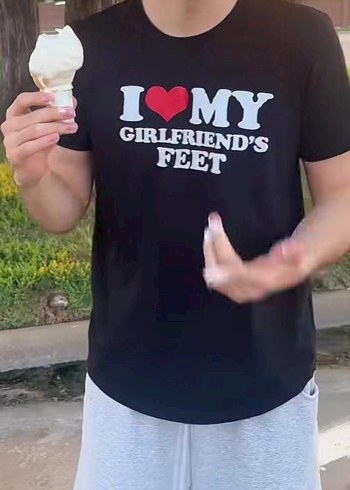 Siyah Baskılı Pamuklu Tişört