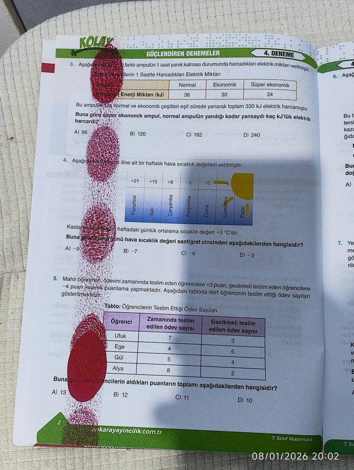 7. Sınıf Güçlendiren Ankara Denemeleri (32 Hafta) - Görsel 4