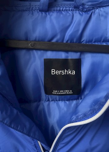 Bershka Mavi Kapüşonlu Kış Ceketi