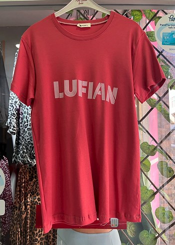 Kırmızı LUFIAN Baskılı Tişört