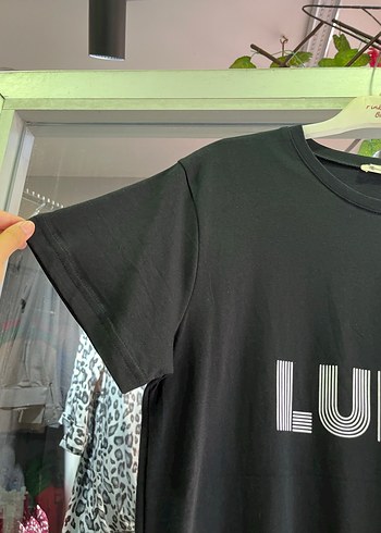 l Beden LUFIAN Baskılı Siyah Tişört