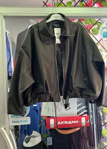 kahverengi kemerli bomber Deri Ceket - Görsel 4