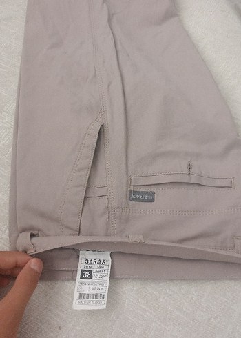 Düğmeli Bej Kumaş Pantolon