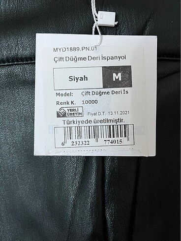 m Beden siyah Renk çift düğme deri ispanyol
