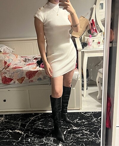 Beyaz mini elbise