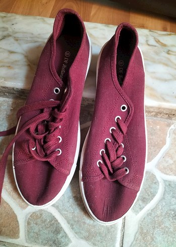 40 Beden bordo Renk Bordo Bez Kadın Günlük Spor Ayakkabı