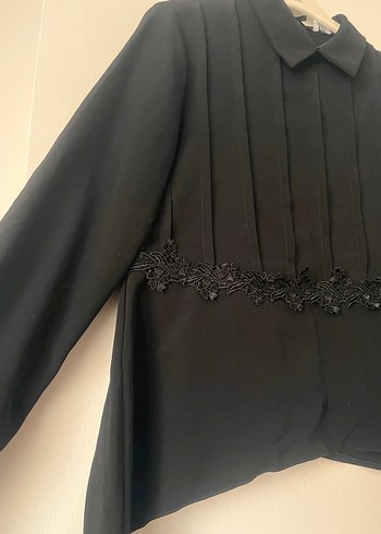 40 Beden Siyah Pilili Uzun Kollu Gotik Kadın Gömlek