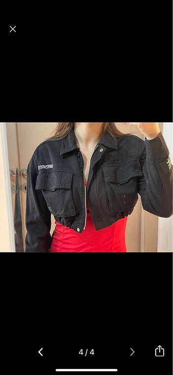 xs Beden siyah Renk Bershka crop ceket