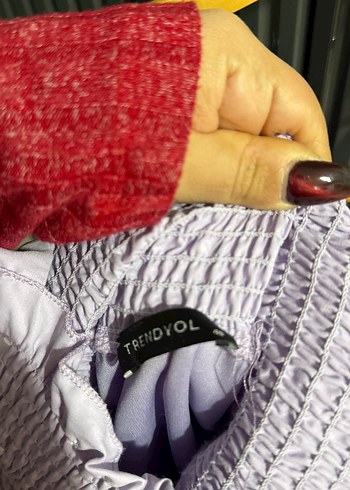 Mor Midi Strappy Bohem Elbise - Görsel 2