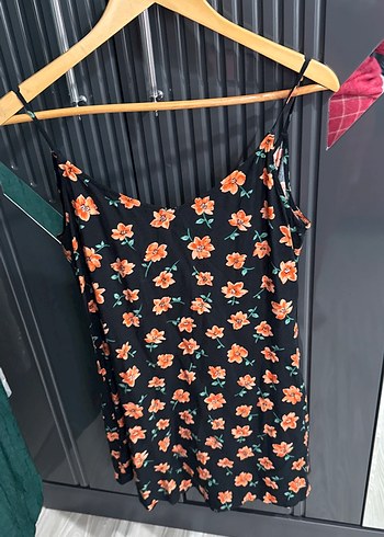 Çiçek Desenli V Yaka Midi Elbise - Görsel 4