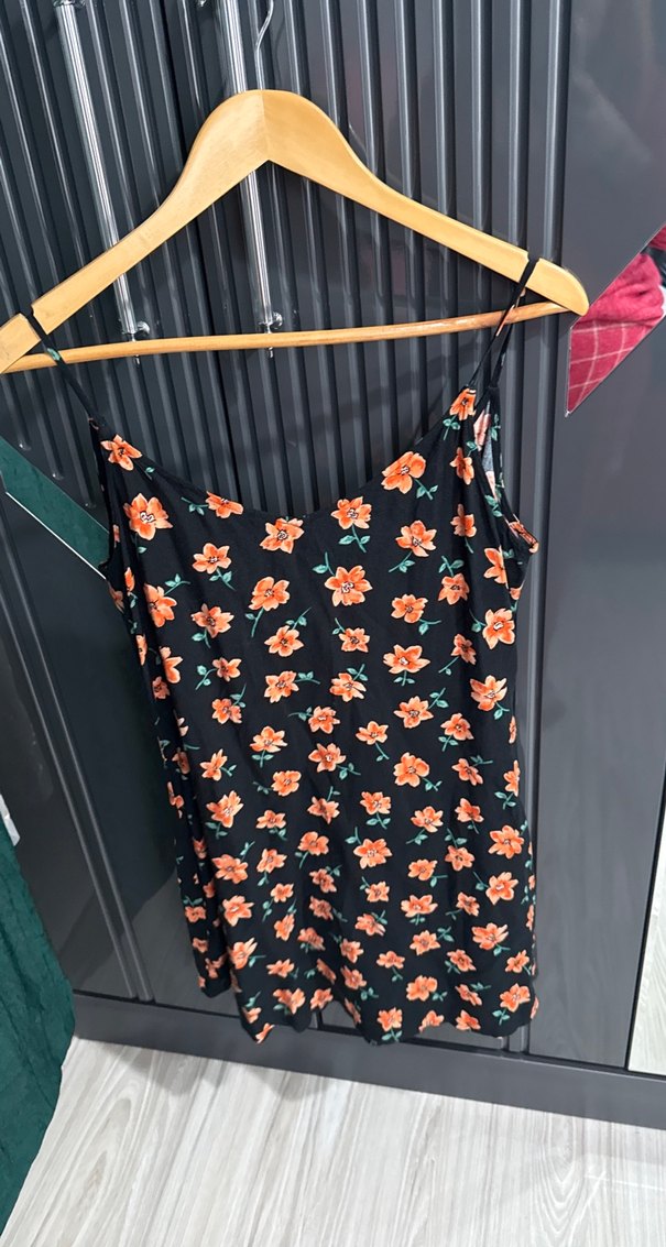 Çiçek Desenli V Yaka Midi Elbise - Görsel 4