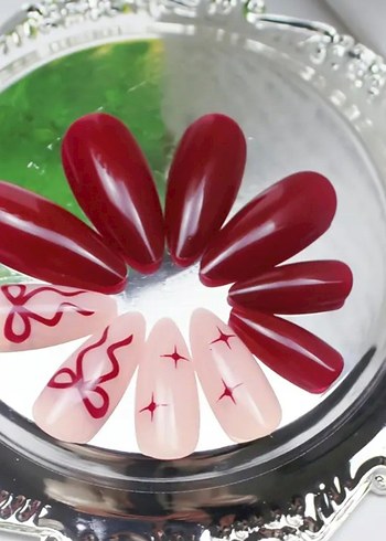 Bordo Parlak Takma Tırnak - Görsel 2