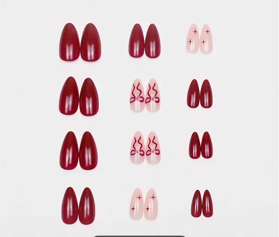 Bordo Parlak Takma Tırnak - Görsel 3