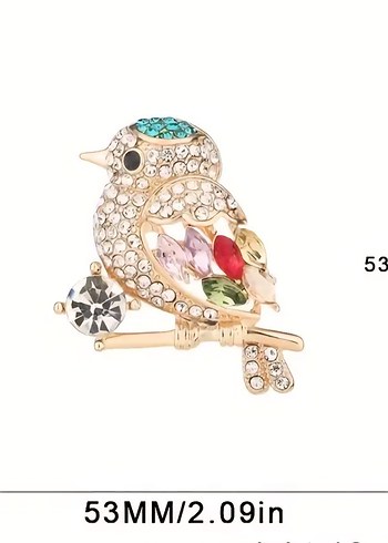 Payetli Çok Renkli Kuş Broş - Görsel 4