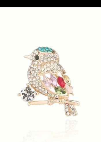Payetli Çok Renkli Kuş Broş - Görsel 2