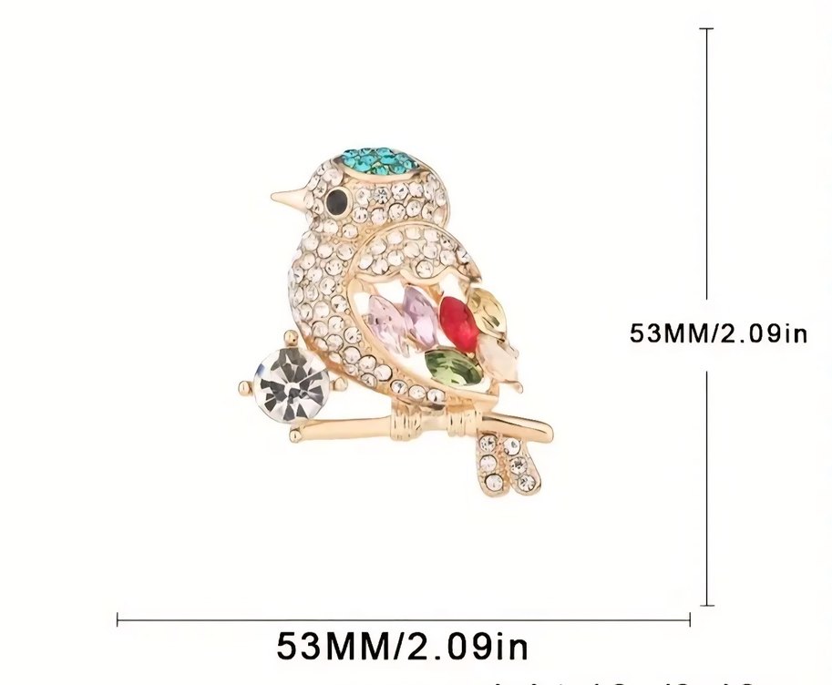 Payetli Çok Renkli Kuş Broş - Görsel 4