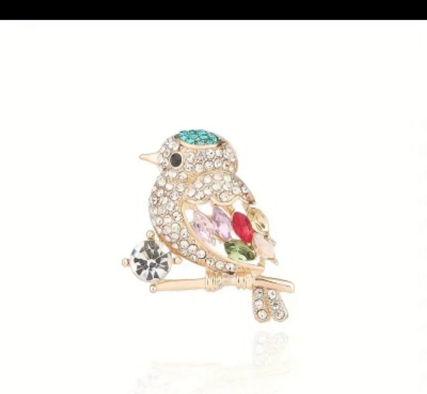 Payetli Çok Renkli Kuş Broş - Görsel 2