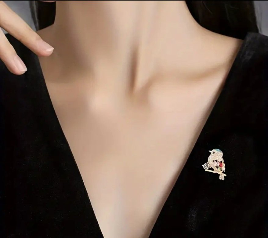 Payetli Çok Renkli Kuş Broş - Görsel 5