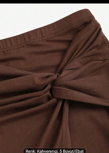 Kahverengi Drapeli Uzun Kadın Etek - Görsel 3