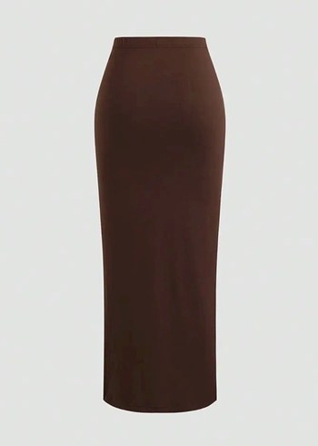 Kahverengi Drapeli Uzun Kadın Etek - Görsel 2