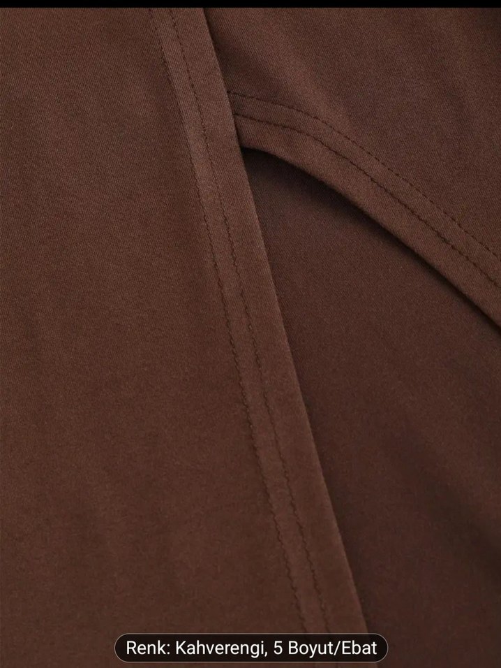 Kahverengi Drapeli Uzun Kadın Etek - Görsel 4