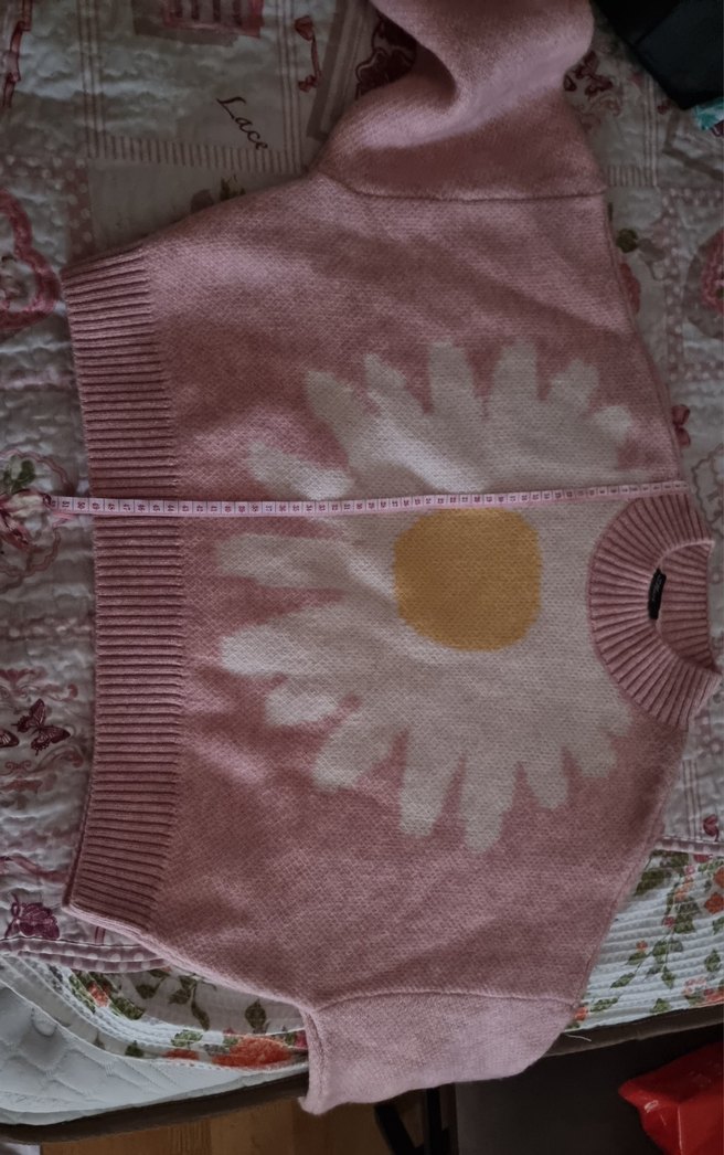 Pembe Bağlama Desenli Örgü Kadın Kazak - Görsel 3