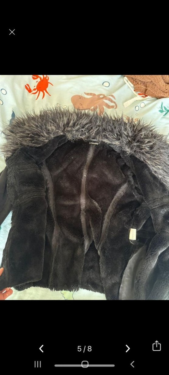Siyah Süet Kürklü Kadın Kışlık Ceket - Görsel 5