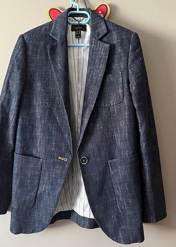 Düğmeli Midi Denim Kadın Blazer Ceket