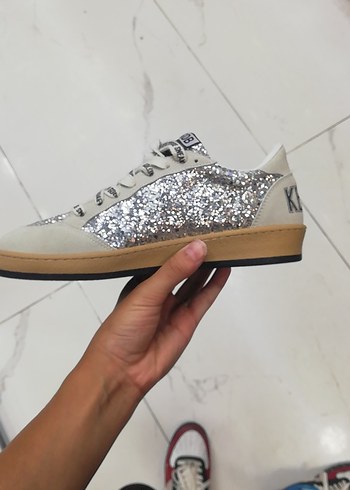Golden Goose Deluxe Kadın Beyaz Simli Sneaker - Görsel 3