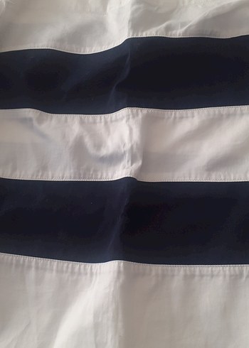 Marin Lacivert Beyaz Midi Kadın Gömlek - Görsel 2