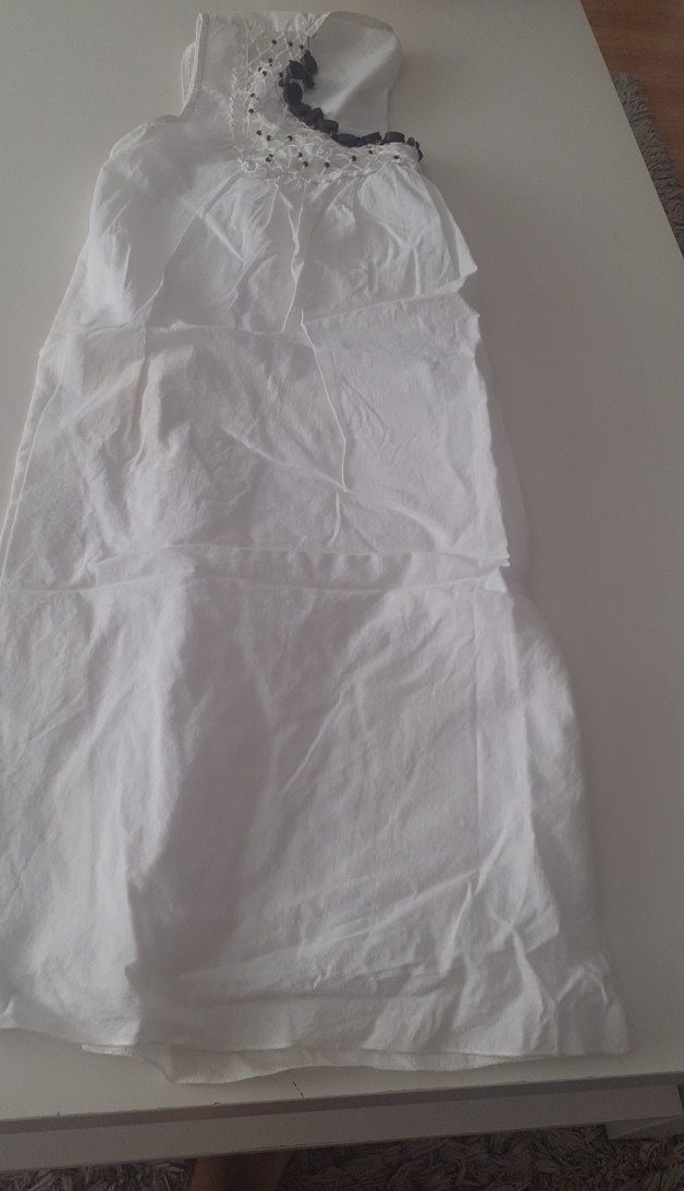 Boncuk İşlemeli Beyaz plaj elbisesi - Görsel 2