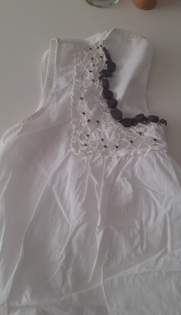 Boncuk İşlemeli Beyaz plaj elbisesi - Görsel 3