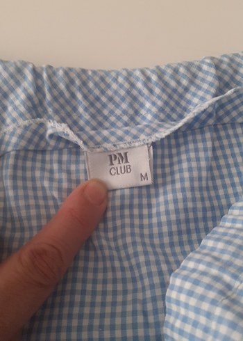 mavi kareli elbise askılı M - Görsel 3