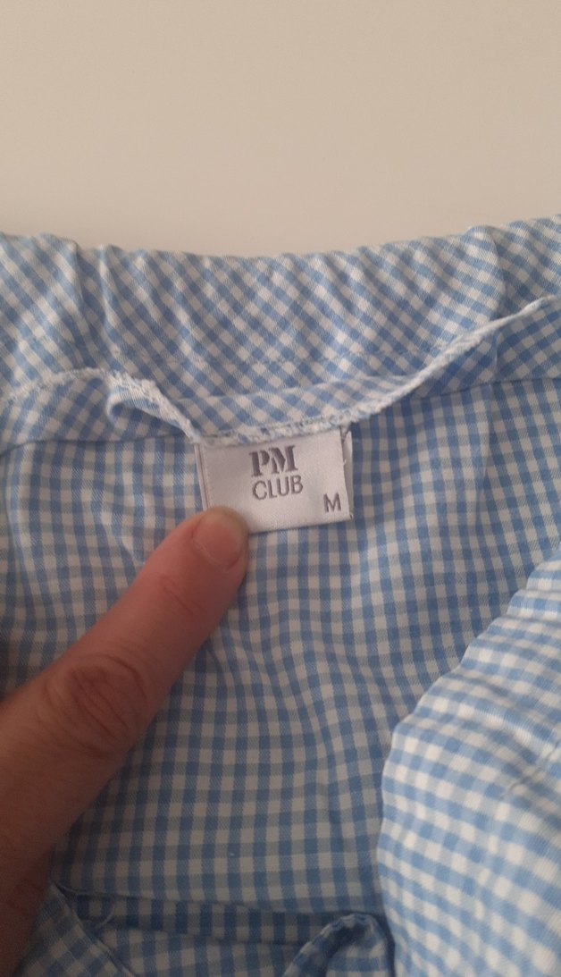 mavi kareli elbise askılı M - Görsel 3