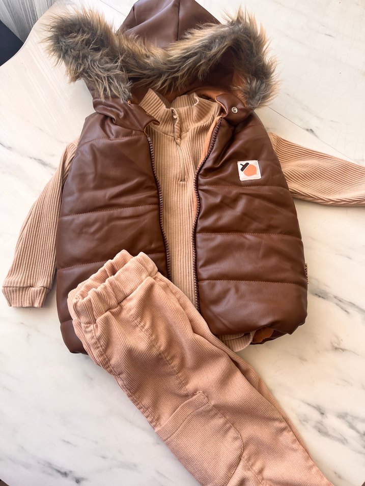 Kahverengi Kürklü Erkek bebek Takımı - Görsel 2