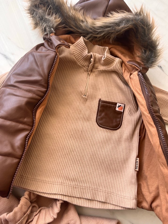 Kahverengi Kürklü Erkek bebek Takımı - Görsel 5