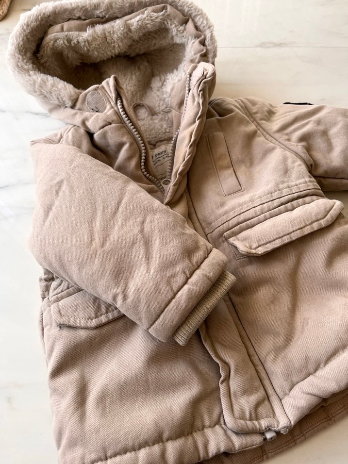 Lc waikiki Erkek Çocuk Bej Kürklü Kapüşonlu Mont - Görsel 3