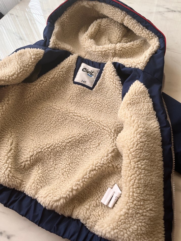 Mavi Erkek Çocuk Kürklü mont - Görsel 2