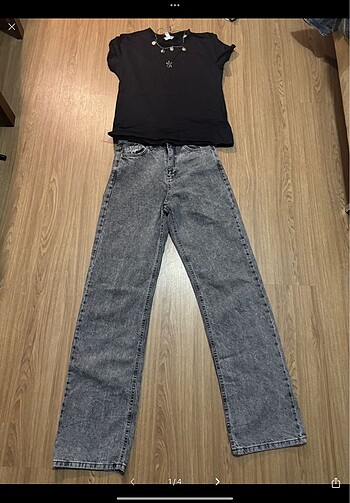 Gri Düz Kesim Jean